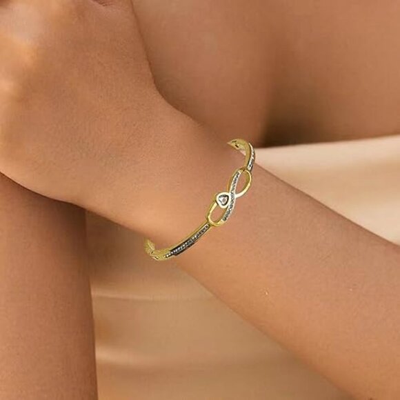 Neiman Marcus 18K Gold Plated Infinity Knot Heart Bracelet - Picture 2 of 4